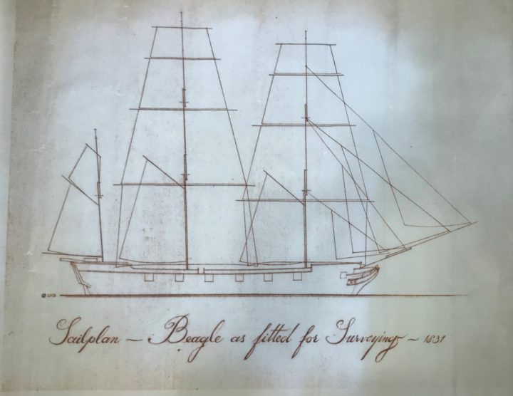 DWC/6/1 Showing the added mast at the stern of the ship and the layout of the square-rigged sails