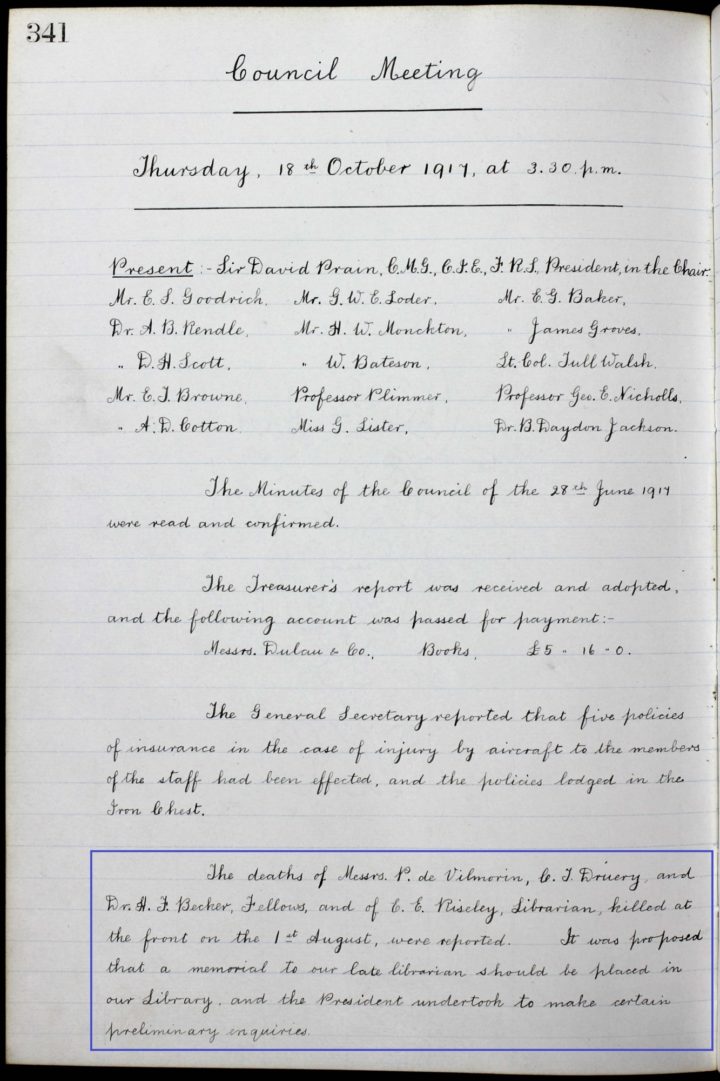 Ref: CM/9 – 18 Oct 1917