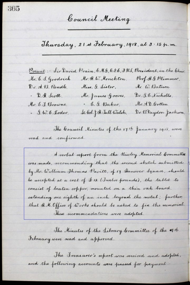 Ref: CM/9 – 21 Feb 1918