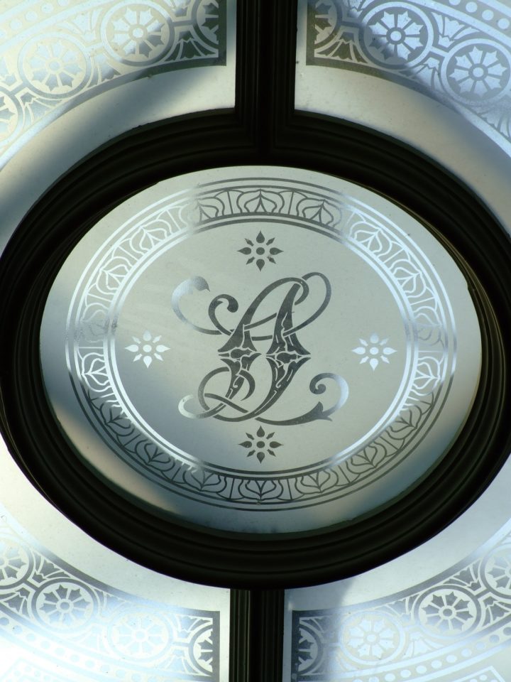 LS initials on Library ceiling