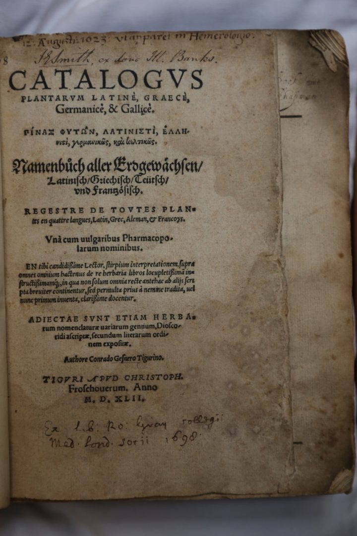 Title page of Gessner's Catalogus plantarum