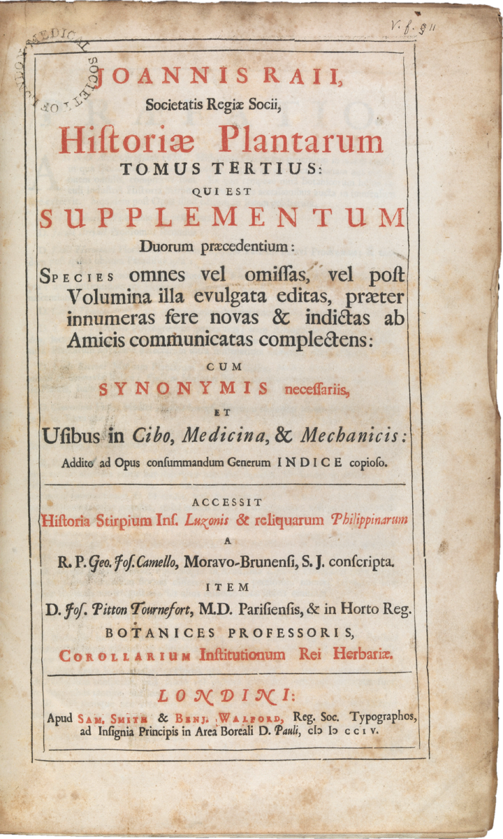 Historia plantarum title page
