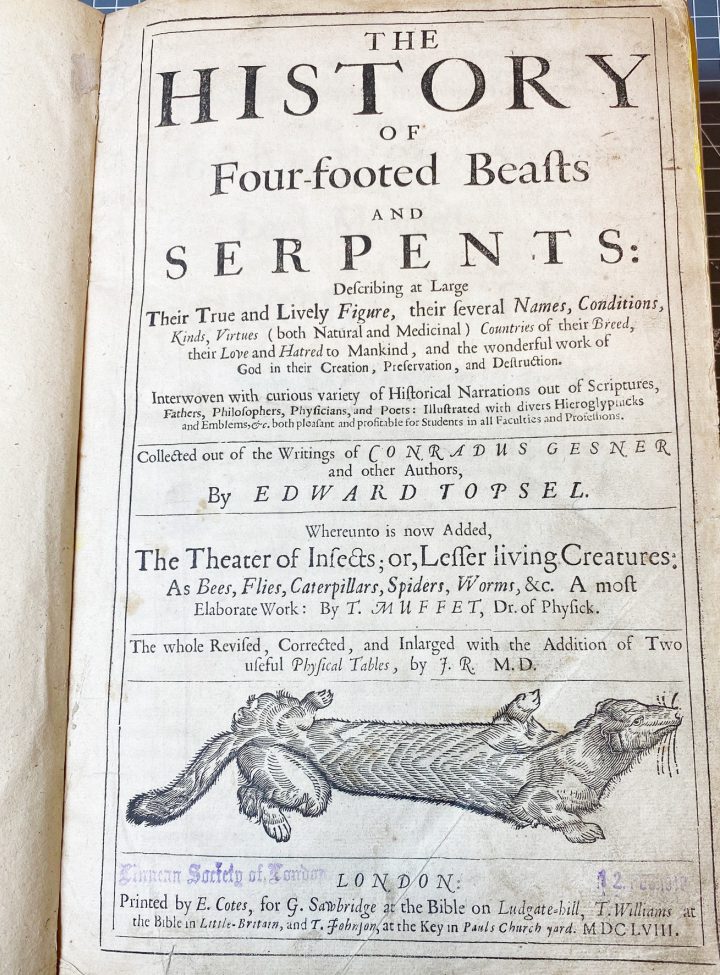 Title page of Topsell's Four-footed Beasts and Serpents