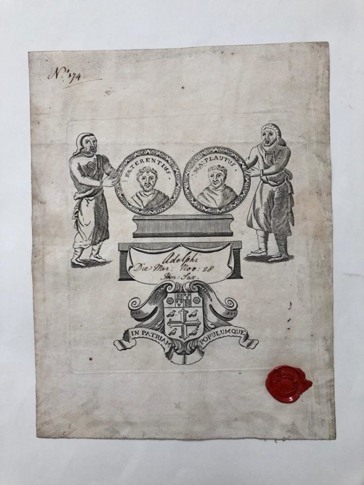 Bookplate at the front of the first commonplace book (MS/323a)