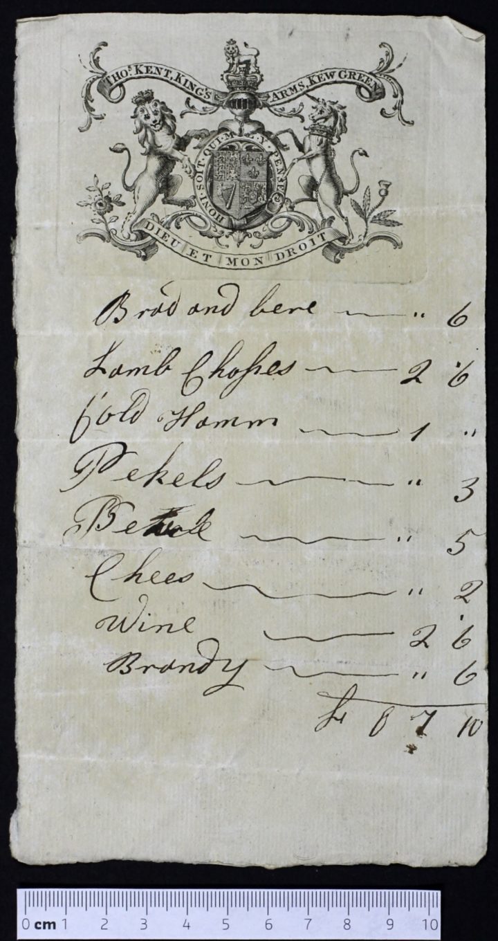 1782 Kew Arms bill