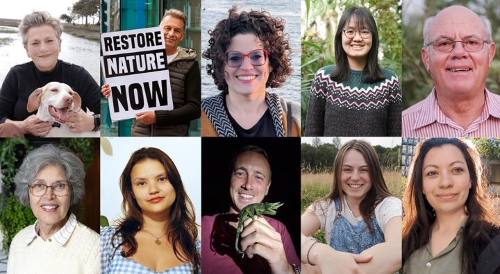 A collage of ten photographs of the medal and award winners, including seven women and three men