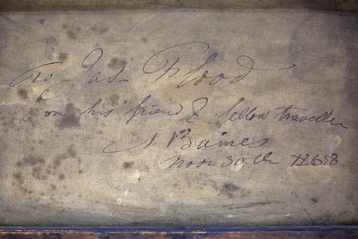 Thomas Baines sketch inscription to James Flood