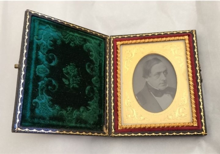 Black and white photograph inside frame of Henry Doubleday