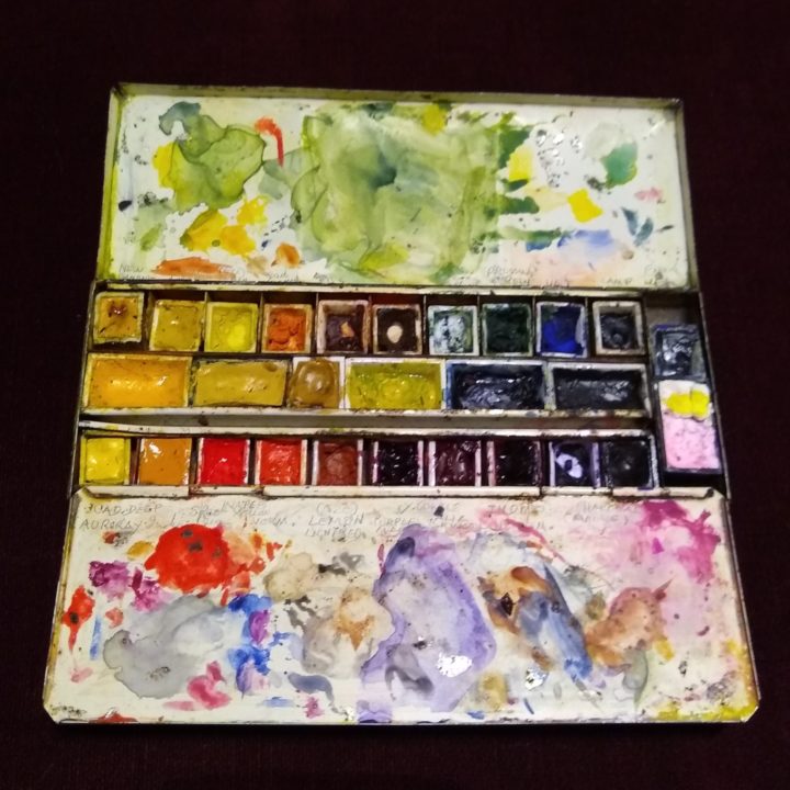 Metal watercolour paint box