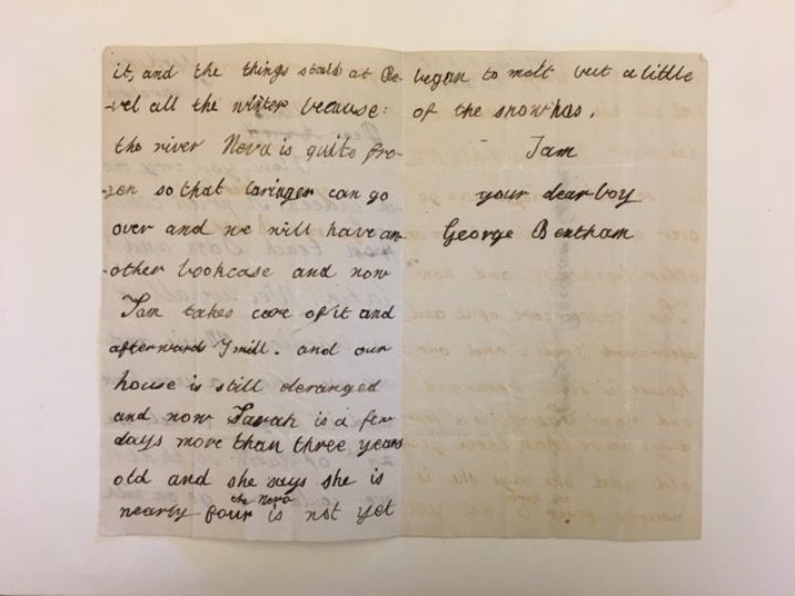 A letter from George Bentham to his uncle, Jeremy Bentham (pages 2-3) (MS/322/1/3, The Linnean Society of London). A partial transcription of this letter can be seen below.
