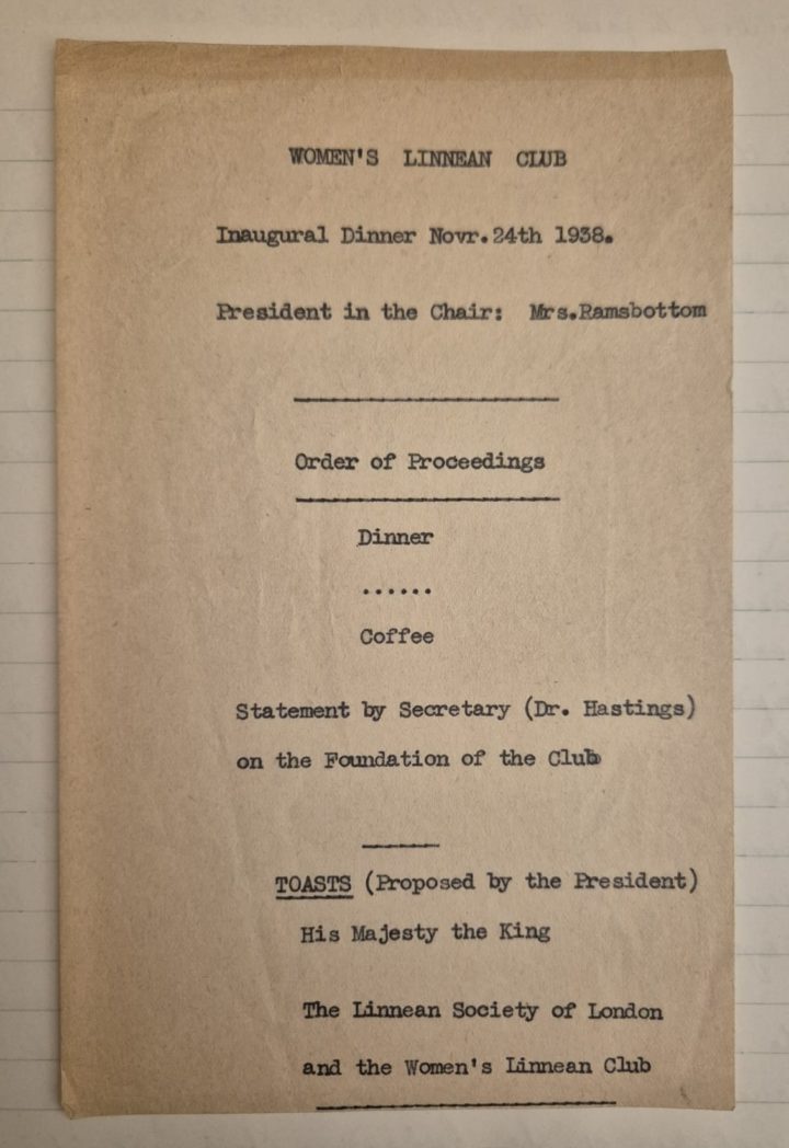 A cream coloured pamphlet with typescript text describing the programme for the inaugural meeting