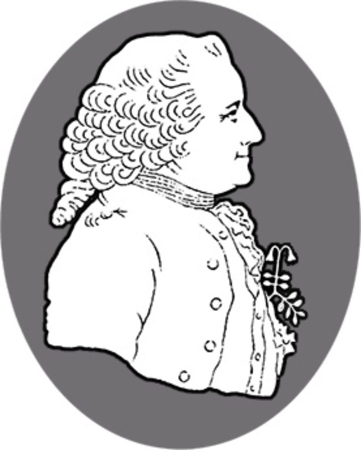 A black and white drawing of Carl Linnaeus, in profile. The logo of the Swedish Linnaeus Society.