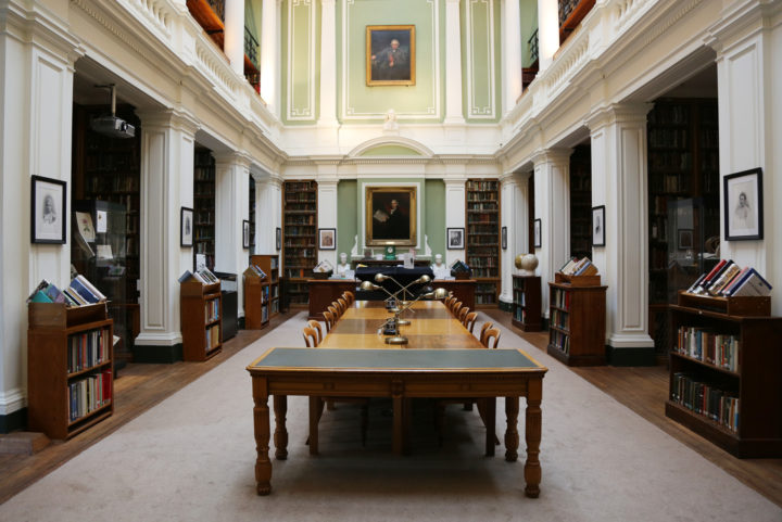 Portraits of the first women Fellows of the Linnean Society on display in the Library