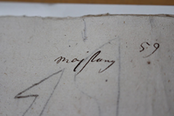 full-page sketch of the elaborate maypole with its yards and shrouds and flags...