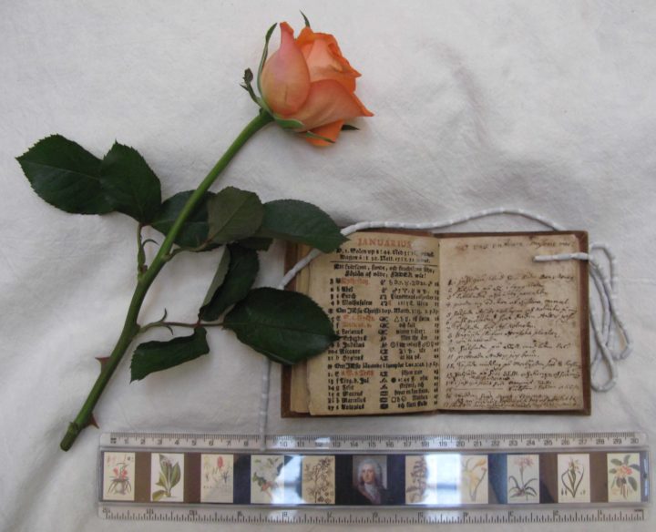 small printed almanac as a diary